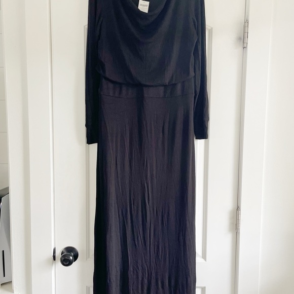 Chicos Cowl Neck Black Ribbed Maxi Dress - M - Picture 4 of 7